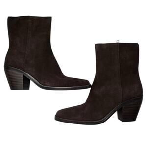 NWD Madewell The Idris Side Zip Ankle Boot Coffee Bean Suede Leather Size 8